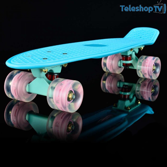 Skateboard Penny Board pentru copii, roti silicon cu lumini