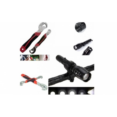 Lanterna Profesionala Led Cree, cu zoom cu lupa, rezistenta apa, reincarcabila+ Cadou: Set 2 x chei universale Snap`N Grip