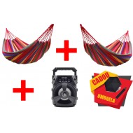 PROMOTIE IMBATABILA! Set 2 hamace + Boxa Portabila + Umbrela Cadou